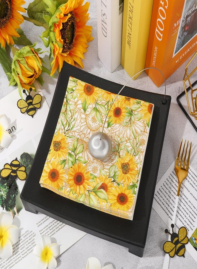 FYSUIMU 100Pcs Summer Sunflower Napkins Watercolor Sunflower Disposable Cocktail Napkins Yellow Floral Dinner Dessert Beverage Napkin for Wedding Birthday Baby Shower Holiday Party Table Supplies - Image 4